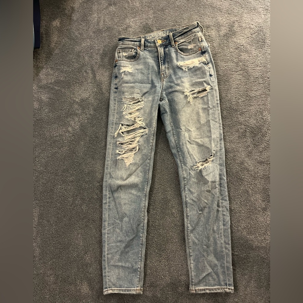 american eagle mom jeans, size 00 but fits up to a size 02.